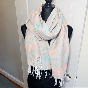 Vanity Coral and Turquoise Oblong Scarf